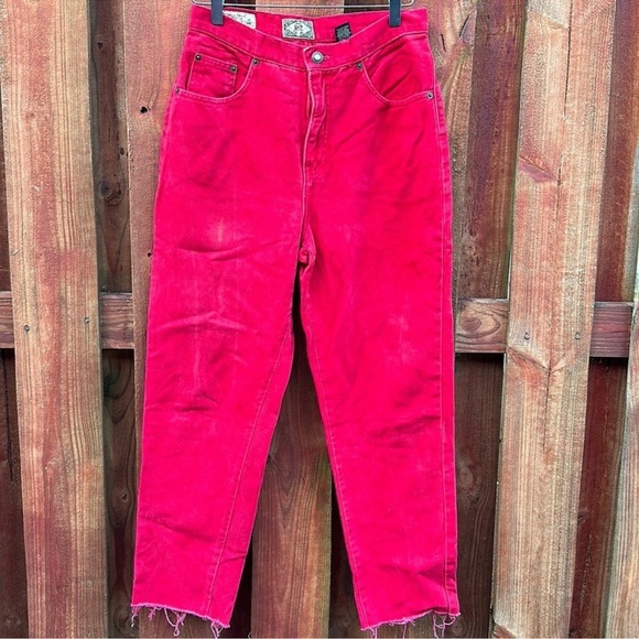 Express Vibrant Red Women's High Rise Cropped Jeans Size 9/10 Vintage - Picture 1 of 7